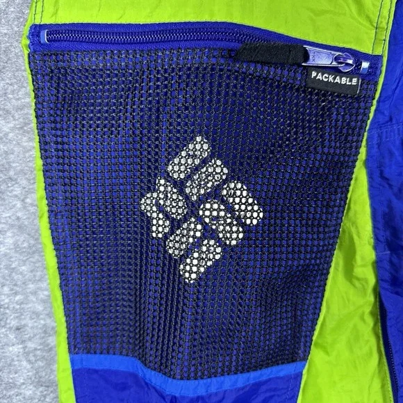 VTG Columbia Windbreaker Mens XL Blue Green 1/2 Zip Pullover Jacket Packable - Picture 3 of 13